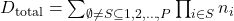  D_{\text{total}} = \sum_{\emptyset \neq S \subseteq {1, 2, \dots, P}} \prod_{i \in S} n_i 